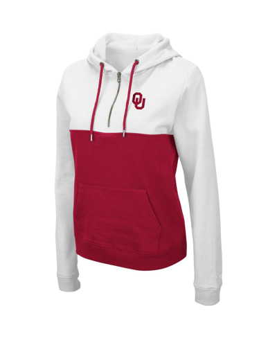 Colosseum Women's  White, Red Wisconsin Badgers Aidan Half-zip Hoodie In White,red