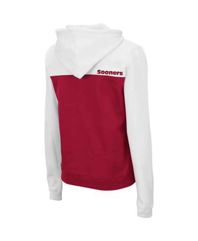 Colosseum Women's  White, Red Wisconsin Badgers Aidan Half-zip Hoodie In White,red