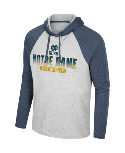 Colosseum Men's  Heather Gray Notre Dame Fighting Irish Hasta La Vista Raglan Hoodie Long Sleeve T-sh In Heather Gray