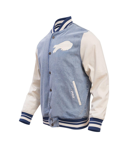 Shop Pro Standard Men's  Denim Distressed Buffalo Bills Varsity Blues Full-snap Varsity Jacket