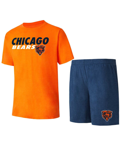 Shop Concepts Sport Men's  Navy, Orange Chicago Bears Meter T-shirt And Shorts Sleep Set In Navy,orange