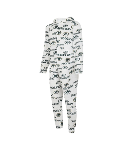 Shop Concepts Sport Men's  White Green Bay Packers Allover Print Docket Union Full-zip Hooded Pajama Suit