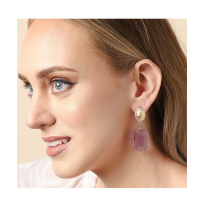 Shop Sohi Women's Purple Stone Drop Earrings