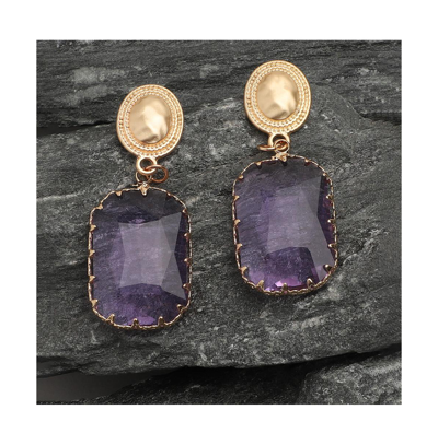 Shop Sohi Women's Purple Stone Drop Earrings