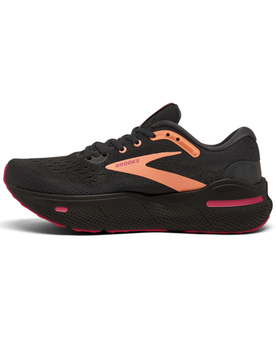 Shop Brooks Women's Ghost Max Running Sneakers From Finish Line In Black,papaya,raspberry