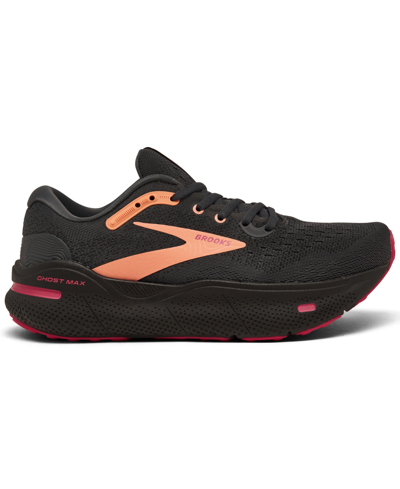 Shop Brooks Women's Ghost Max Running Sneakers From Finish Line In Black,papaya,raspberry