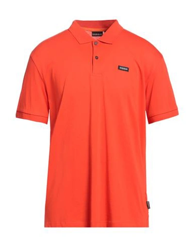 Shop Napapijri Man Polo Shirt Orange Size Xxl Cotton