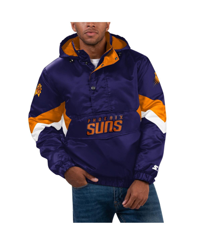 Shop Starter Men's  Purple Phoenix Suns Force Play Satin Hoodie Half-zip Jacket