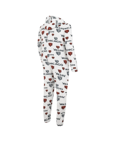 Shop Concepts Sport Men's  White Chicago Bears Allover Print Docket Union Full-zip Hooded Pajama Suit