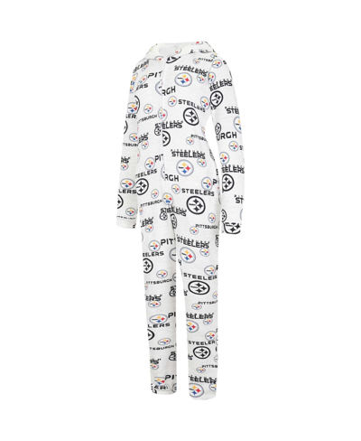 Concepts Sport Cream Pittsburgh Steelers Docket Hoodie Full-zip Union Suit In Cream
