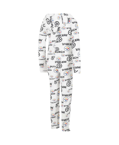 Concepts Sport Cream Pittsburgh Steelers Docket Hoodie Full-zip Union Suit In Cream