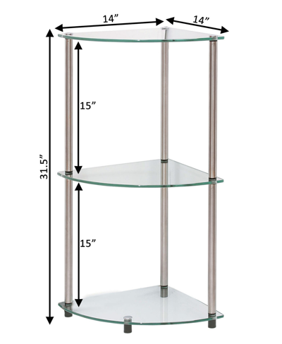 Shop Convenience Concepts 13.75" Glass Designs2go Classic 3 Tier Corner Shelf