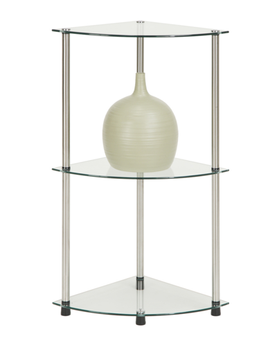 Convenience Concepts 13.75" Glass Designs2go Classic 3 Tier Corner Shelf In Glass