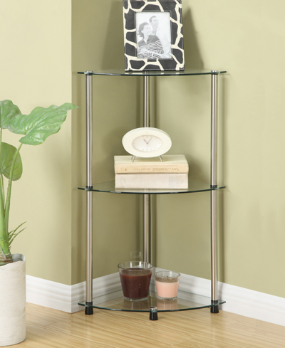 Convenience Concepts 13.75" Glass Designs2go Classic 3 Tier Corner Shelf In Glass