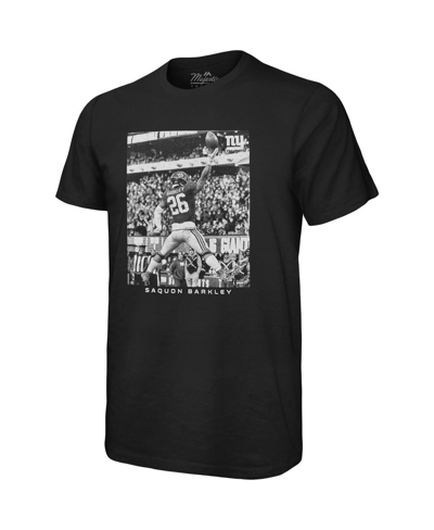 Majestic Threads Saquon Barkley Black New York Giants Oversized Player Image T-shirt In Black
