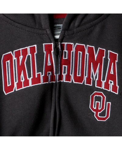 Colosseum Youth Boys Charcoal Oklahoma Sooners Applique Arch And Logo Full-zip Hoodie In Charcoal