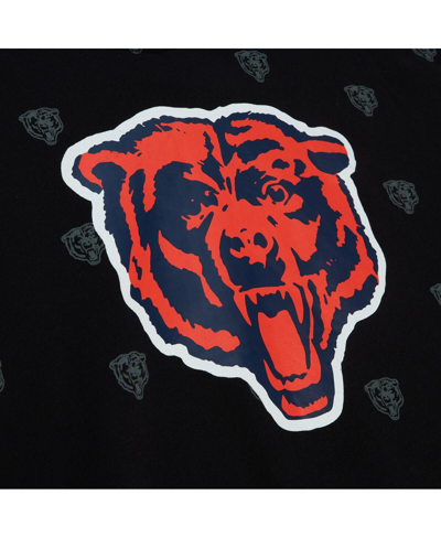 Shop Mitchell & Ness Men's  Black Chicago Bears Allover Print Fleece Pullover Hoodie