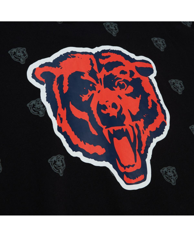 Mitchell & Ness Men's  Black Chicago Bears Allover Print Fleece Pullover Hoodie In Black