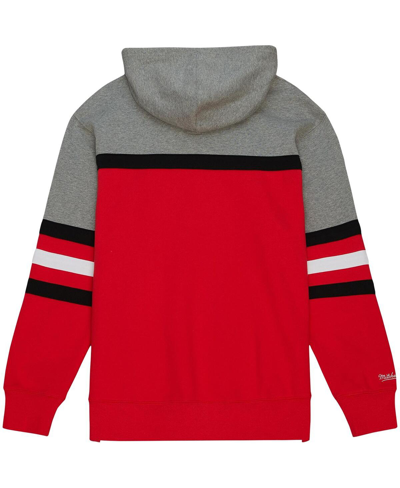 Shop Mitchell & Ness Men's  Red, Gray Carolina Hurricanes Head Coach Pullover Hoodie In Red,gray