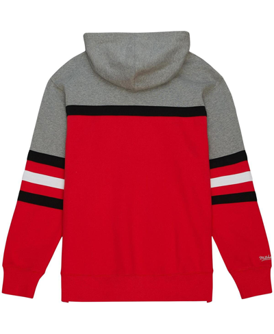 Mitchell & Ness Men's  Red, Gray Carolina Hurricanes Head Coach Pullover Hoodie In Red,gray