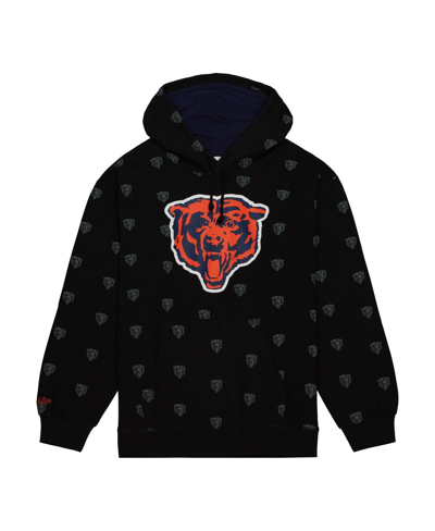Shop Mitchell & Ness Men's  Black Chicago Bears Allover Print Fleece Pullover Hoodie