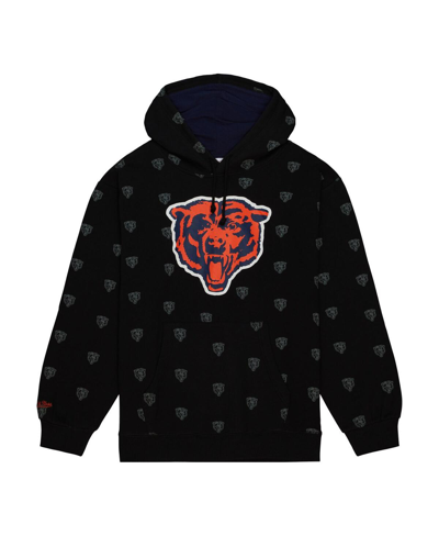 Mitchell & Ness Men's  Black Chicago Bears Allover Print Fleece Pullover Hoodie In Black