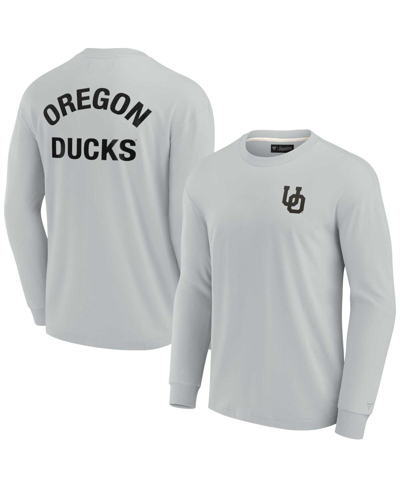 Shop Fanatics Signature Men's And Women's  Gray Oregon Ducks Super Soft Long Sleeve T-shirt