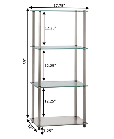 Convenience Concepts 17.75" Glass Designs2go Classic Glass 4 Tier Tower In Glass