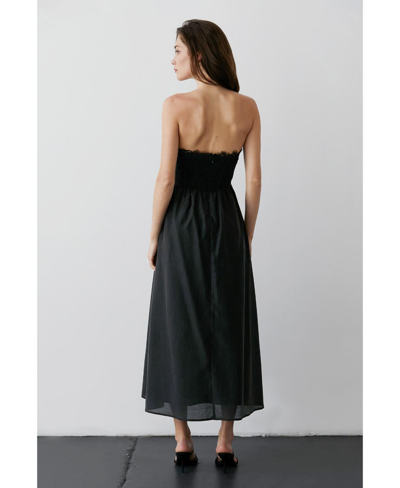 Shop Crescent Women's Lace Corset Strapless Midi Dress In Black