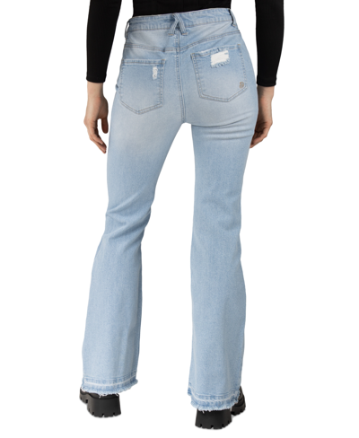 Shop Indigo Rein Juniors' High-rise Flare-leg Jeans In Light Blue