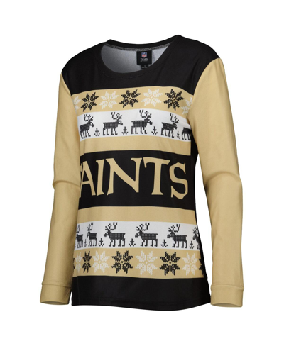 Foco Black New Orleans Saints Team Ugly Pajamas Set In Black