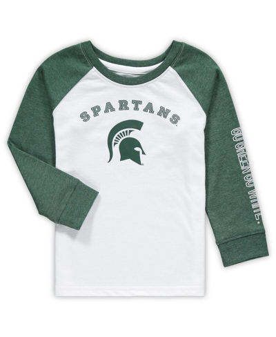 Colosseum Toddler Boys And Girls  Heathered White Michigan State Spartans Long Sleeve Raglan T-shirt In Heathered White
