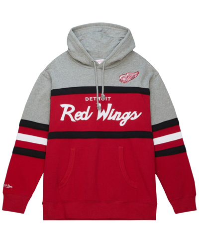 Mitchell & Ness Men's  Red, Gray Detroit Red Wings Head Coach Pullover Hoodie In Red,gray