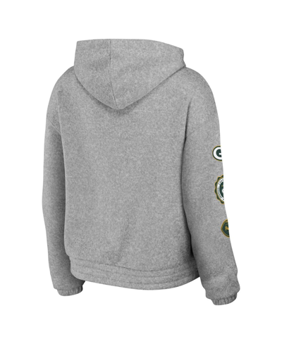 Wear By Erin Andrews Heather Gray Green Bay Packers Full-zip Hoodie In Heather Gray