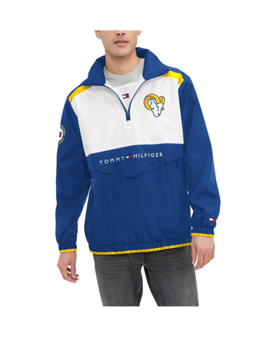 Shop Tommy Hilfiger Men's  Royal, White Los Angeles Rams Carter Half-zip Hooded Top In Royal,white