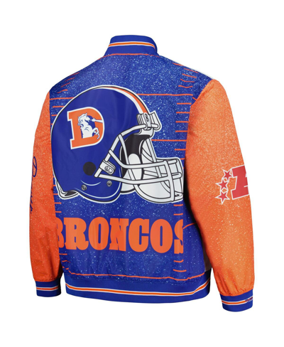 Shop Mitchell & Ness Men's  White Distressed Denver Broncos Team Burst Warm-up Full-zip Jacket