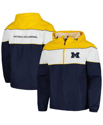 Shop G-iii Sports By Carl Banks Men's  Navy Michigan Wolverines Center Line Half-zip Raglan Hoodie Jacket