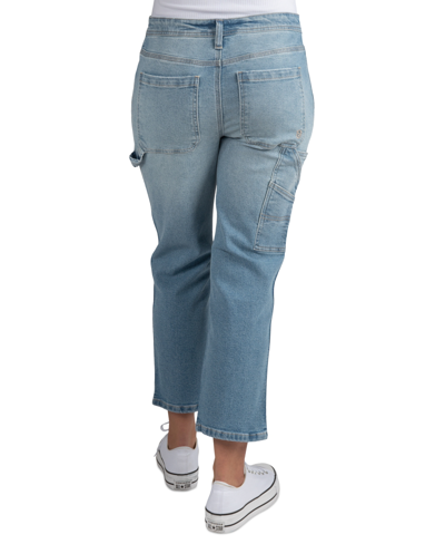 Shop Indigo Rein Juniors' High-rise Straight-leg Carpenter Jeans In Light Blue