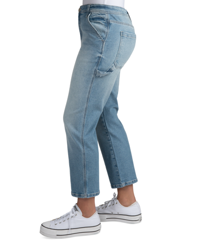 Shop Indigo Rein Juniors' High-rise Straight-leg Carpenter Jeans In Light Blue