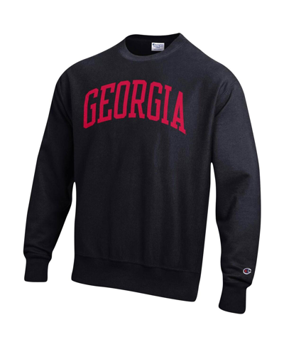 Shop Champion Men's  Black Georgia Bulldogs Big And Tall Reverse Weave Fleece Crewneck Pullover Sweatshirt