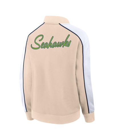 Shop Fanatics Women's  Tan Seattle Seahawks Lounge Full-snap Varsity Jacket