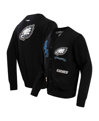 Shop Pro Standard Men's  Black Philadelphia Eagles Prep Button-up Cardigan Sweater