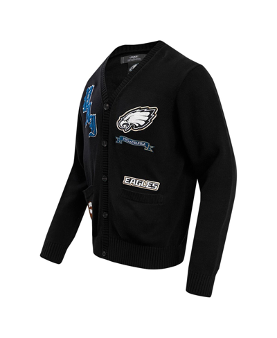 Shop Pro Standard Men's  Black Philadelphia Eagles Prep Button-up Cardigan Sweater