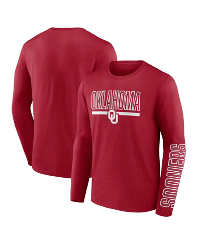 Shop Profile Men's  Crimson Oklahoma Sooners Big And Tall Two-hit Graphic Long Sleeve T-shirt