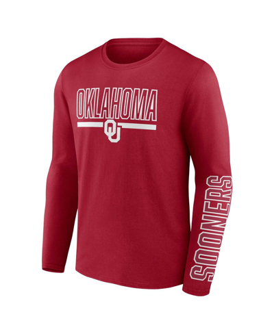 Shop Profile Men's  Crimson Oklahoma Sooners Big And Tall Two-hit Graphic Long Sleeve T-shirt