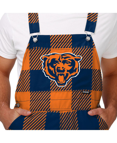 Shop Foco Men's  Navy Chicago Bears Big Logo Plaid Overalls
