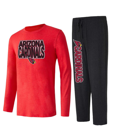Shop Concepts Sport Men's  Black, Cardinal Arizona Cardinals Meter Long Sleeve T-shirt And Pants Sleep Set In Black,cardinal
