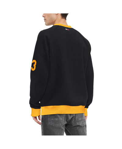 Shop Tommy Hilfiger Men's  Black Pittsburgh Steelers Reese Raglan Tri-blend Pullover Sweatshirt