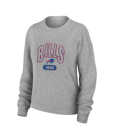 Wear By Erin Andrews Heather Gray Buffalo Bills Knit Long Sleeve Tri-blend T-shirt & Pants Sleep Set In Heather Gray