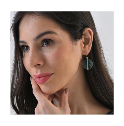 Shop Sohi Women's Green Textured Circular Drop Earrings